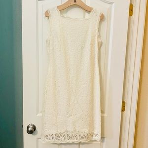 EUC Cache Women's Ivory Floral Lace Sleeveless Sheath Dress